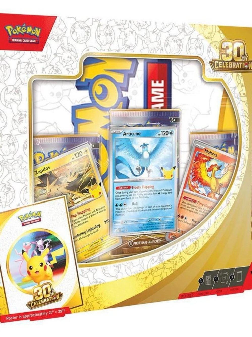 Pokemon 30th Celebration Pikachu Booster Pack - Yellow/Blue/Red